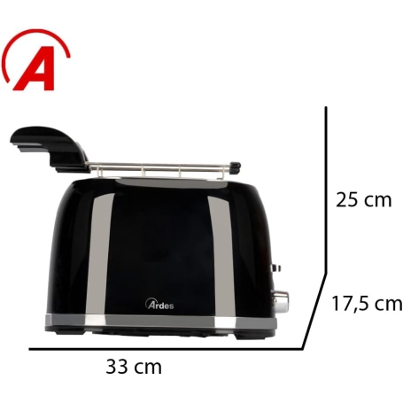 ARDES ARDTOAST03 TOSTAPANE 2 SCOMPARTI SEPARATI NERO