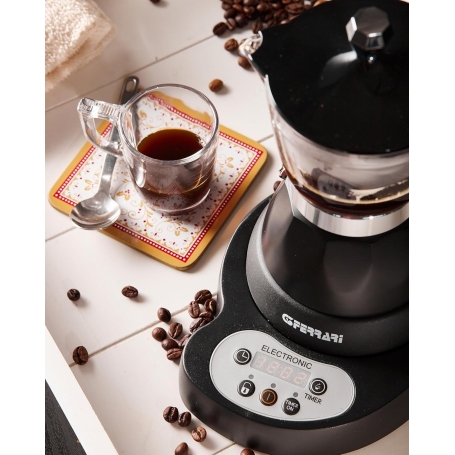 G3 Ferrari G10045 Moka Elettrica Programmabile per caffè in polvere, 3 tazze, Timer, Mantenimento in caldo