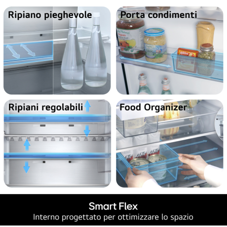 LG GBBS323CPY FRIGORIFERO COMBINATO LIBERA INSTALLAZIONE 375LT NO FROST WIFI CLASSE C ARGENTO