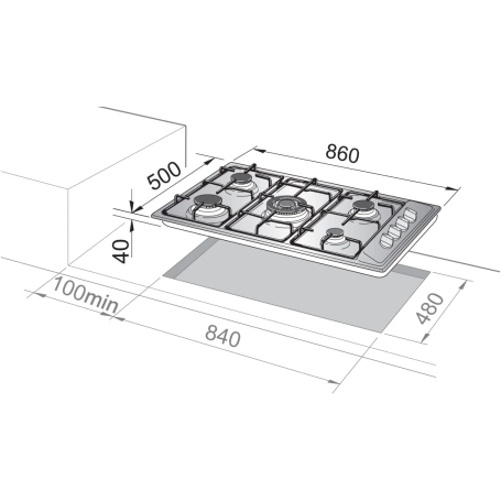 DE LONGHI FLS 59 DD Piano cottura 90cm, 5 fuochi a gas - Avena - FLS59DD