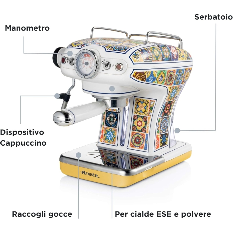 Ariete 1389 Macchina da caffè Positano, 850W,...