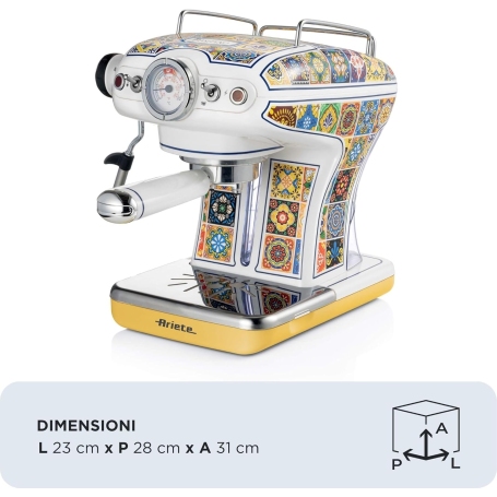 Ariete 1389 Macchina da caffè Positano, 850W, Capacità serbatoio 0,9L, Cappuccinatore