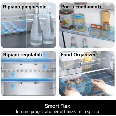 LG GBBS514CPY FRIGORIFERO COMBINATO LIBERA INSTALLAZIONE 333LT NO FROST WIFI CLASSE C ARGENTO