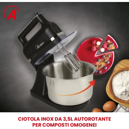ARDES ARSBAT02 SATURNIUM Sbattitore Elettrico con Ciotola Autorotante da 3.5 Lt - ARDSBAT02