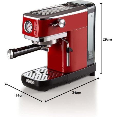 ARIETE 1381 MACCHINA DA CAFFE' ESPRESSO PER CIALDE O MACINATO 1300W SERBATOIO 1,1 LT ROSSO