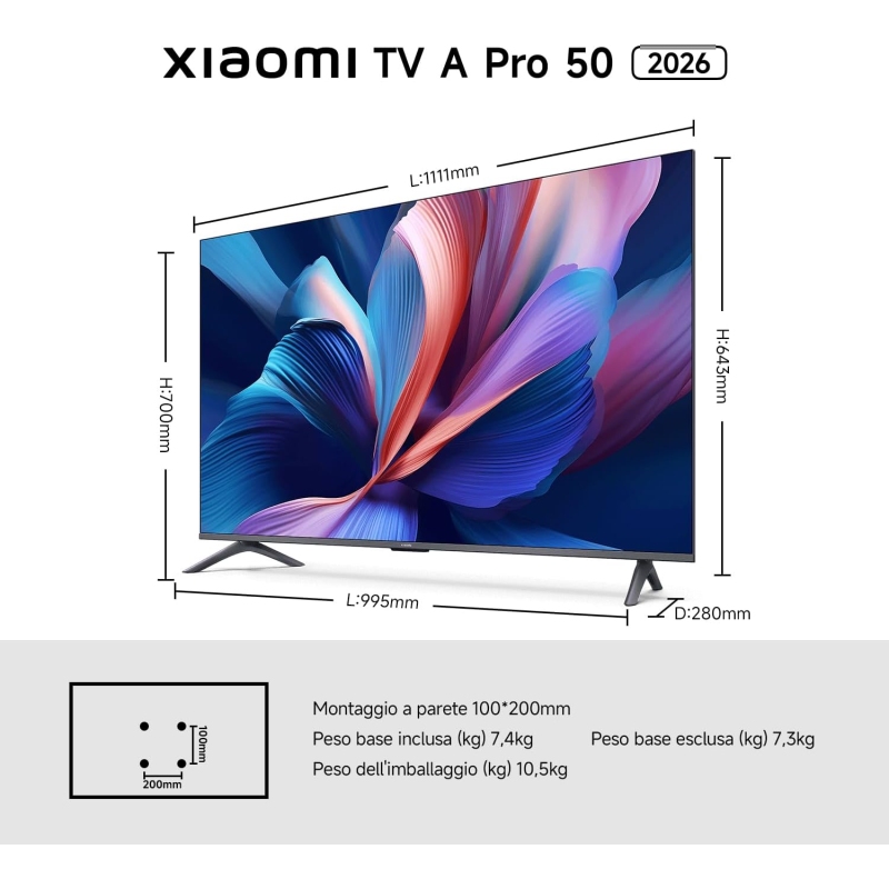 XIAOMI 50APRO Tv Q-Led 50'' Ultra HD 4K smart tv