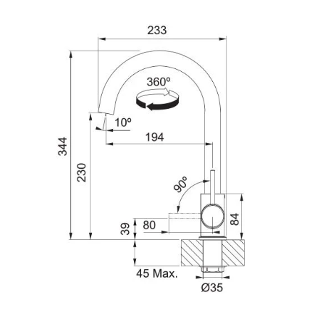 FRANKE 115.0735.622 MISCELATORE CANNA GIREVOLE - NERO