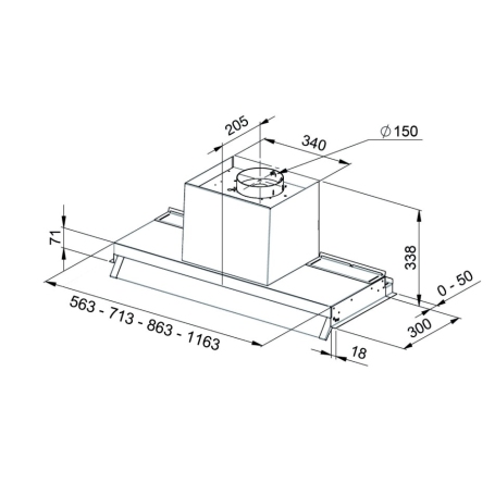 GALVAMET MAGIC 90 Cappa da incasso Aspirante 90cm, Inox - 0IOPT090A250L