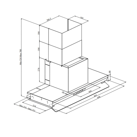 SILVERLINE 3129.9.733.28 Cappa ad Incasso Aspirante 90cm Inside 3 Drop Control - Nera