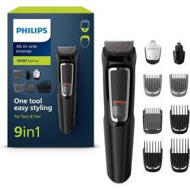 Philips Multigroom 3000 Series Rifinitore 9 in1 per viso,...