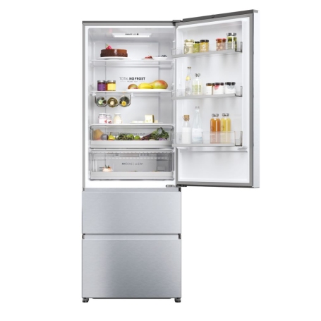 HAIER HTR5720ENMG FRIGORIFERO COMBINATO 3 PORTE 483 LT NO FROST CLASSE E ARGENTO