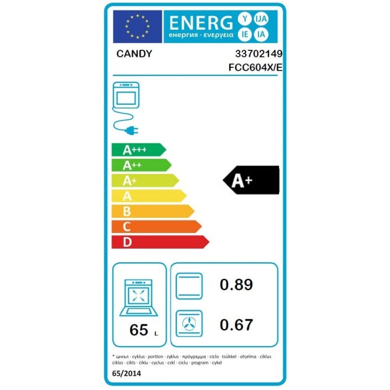 Etichetta energetica del forno candy FCC604X/E