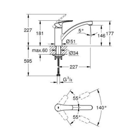 GROHE 332812433 Eurosmart Miscelatore monocomando per lavello - Nero opaco