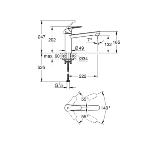 GROHE 304632430 Eurosmart Miscelatore monocomando per lavello - Nero opaco