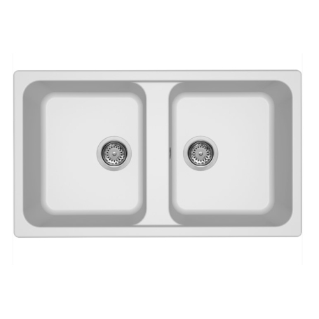 ELLECI LG245068 LAVELLO 2 VASCHE 86x50 IN GRANITEK BIANCO