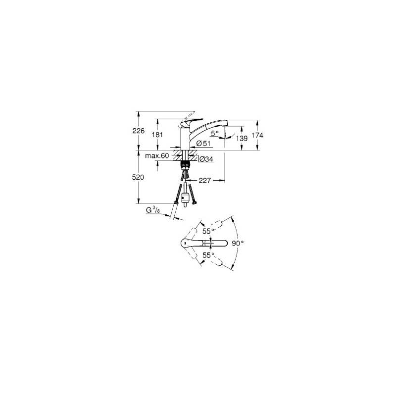 GROHE 30406DC0 Miscelatore monocomando per...