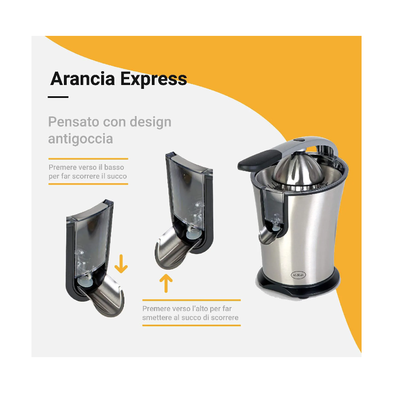 Dettaglio leva ergonomica spremiagrumi elettrico RGV ARX01