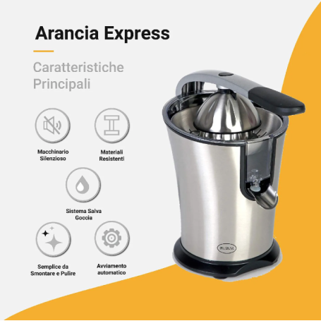 RGV Arancia Express spremiagrumi con cono e filtro in acciaio inox