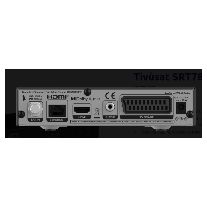 STRONG SRT7807 RICEVITORE SATELLITARE TIVU'SAT...