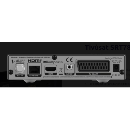 STRONG SRT7807 RICEVITORE SATELLITARE TIVU'SAT PORTA ETHERNET INTEGRATA