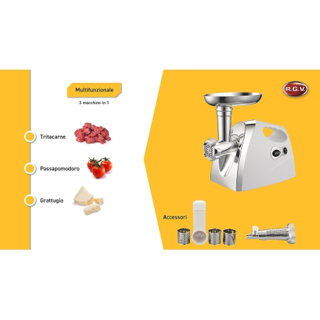 RGV Duetto Plus DPL03 Passapomodoro, Tritacarne e Grattugia