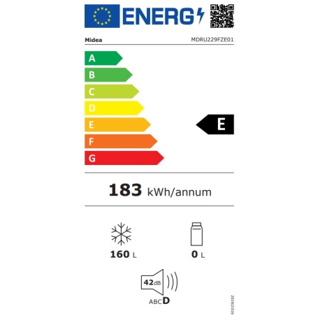 Midea MDRU229FZE01 Congelatore verticale 160Lt 5 cassetti classe E - Bianco