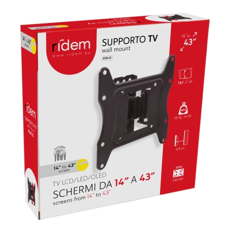 Ridem RDMS5 Staffa TV da Parete 14-43" inclinabile