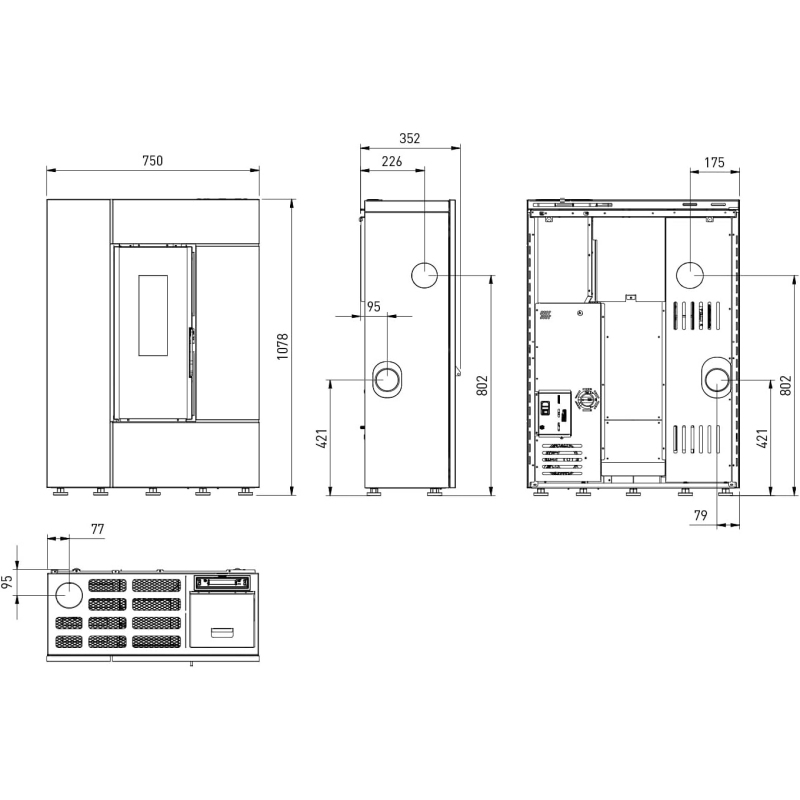 Dal Zotto LEYLA ELITE Stufa a pellet 8 kw bordeaux