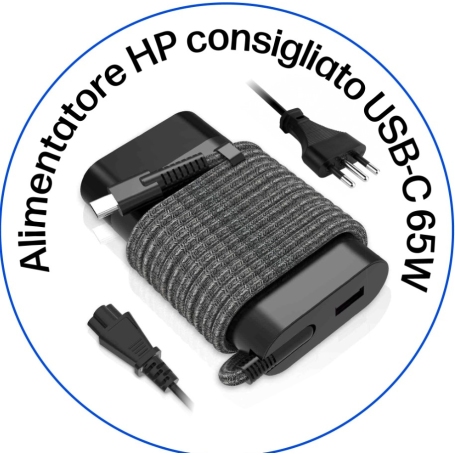 Hp 671R2AA 	Alimentatore Usb-C da 65W compatibile con Notebook, Tablet, Smartphone HP