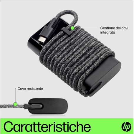Hp 671R2AA 	Alimentatore Usb-C da 65W compatibile con Notebook, Tablet, Smartphone HP