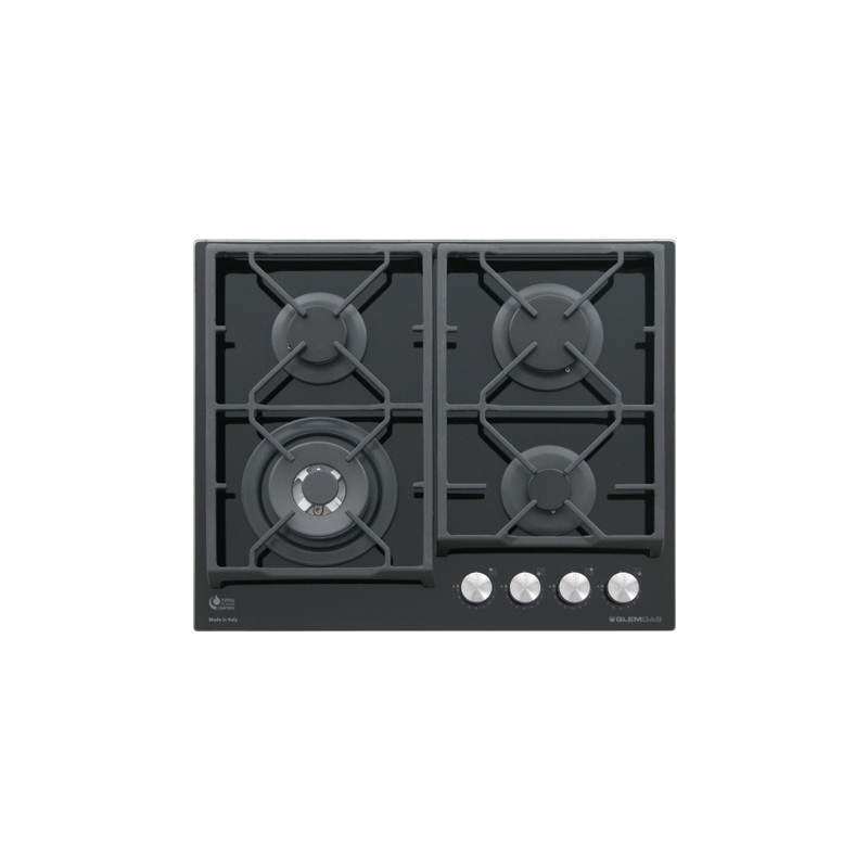 GLEM GAS GV64TXBK PIANO COTTURA DA INCASSO 60CM 4 FUOCHI A GAS IN CRISTALLO NERO