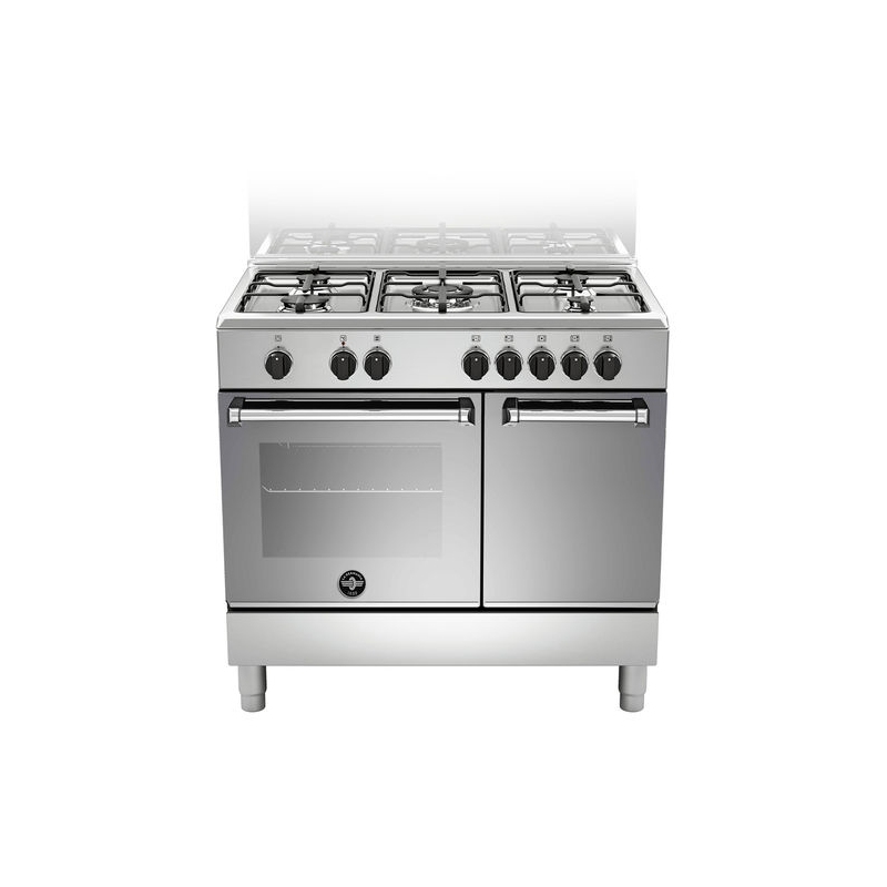 LA GERMANIA AMN9P5EXV CUCINA 90x60 CON PORTA BOMBOLA 5 FUOCHI A GAS FORNO ELETTRICO COLORE INOX