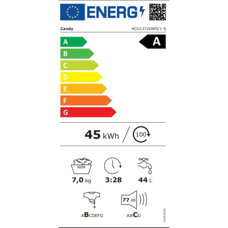 CANDY HCU1272DW5/1-S Lavatrice 7Kg 1200giri 16 programmi Classe A
