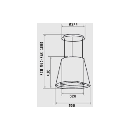 ELICA PRF0071970D JUNO BK/F 51 CAPPA AD ISOLA SOSPESA FILTRANTE 51 CM CLASSE A - NERO