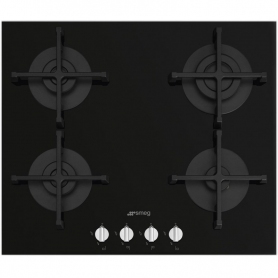 SMEG PV264N PIANO COTTURA DA INCASSO 60CM 4 FUOCHI A GAS GRIGLIE IN GHISA IN VETRO NERO
