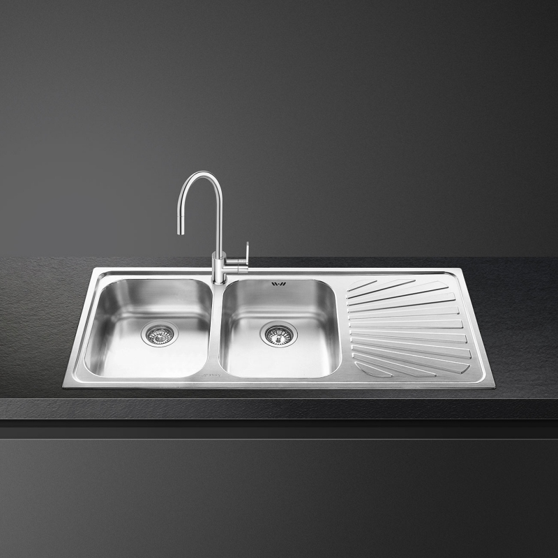 SMEG SP116D LAVELLO 2 VASCHE + GOCCIOLATOIO A...