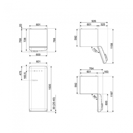 SMEG FAB28RRD5 FRIGORIFERO MONOPORTA ANNI '50 270LT CLASSE D COLORE ROSSO