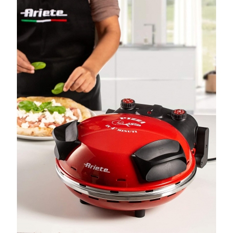 ARIETE 909 PIZZA PARTY DA GENNARO 1200W PIASTRA IN PIETRA PIZZA PRONTA IN 4 MINUTI COLORE ROSSO