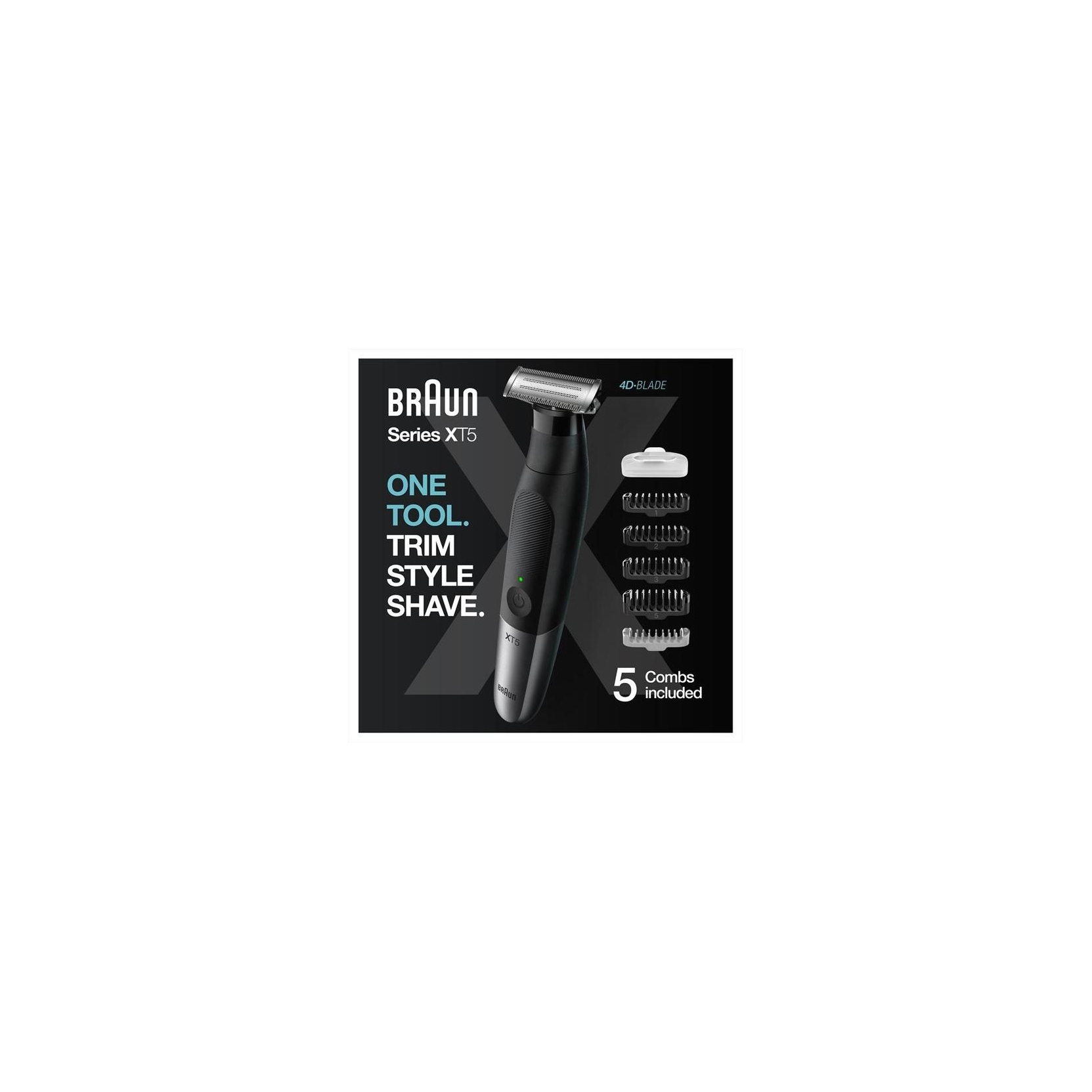 BRAUN XT5100 RASOIO ELETTRICO E REGOLABARBA RICARICABILE NERO/GRIGIO  METALLIZZATO - PROMO