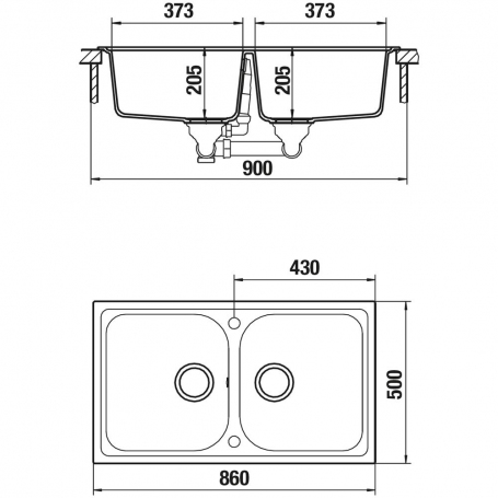 SCHOCK FOMN200A07 LAVELLO DA INCASSO 2 VASCHE 86X50 CM BIANCO