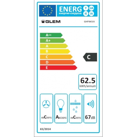 GLEM GAS GHP945IX CAPPA A PARETE 90CM ASPIRAZIONE 498 M³/h COLORE INOX - PROMO