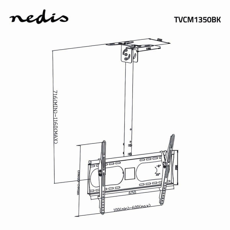 NEDIS TVCM1350BK SUPPORTO DA SOFFITTO PER TV...