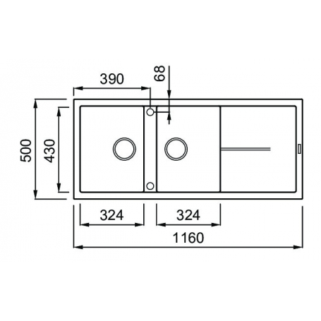 ELLECI LGU50043 UNICO 500 LAVELLO 2 VASCHE + GOCC REVESIBILE IN GRANITEK COLORE TORTORA