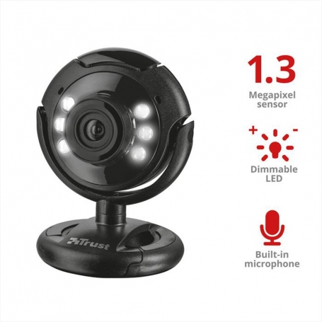 TRUST WEBCAM SPOTLIGHT PRO 1.3 MPX CON MICROFONO INTEGRATO E LUCE LED COLORE NERO - PROMO