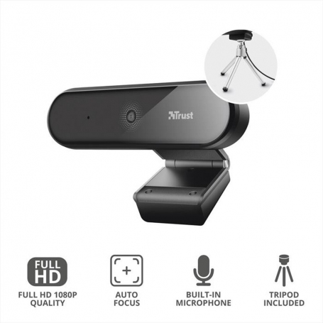 TRUST TYRO 23637 WEBCAM FULL HD 1080P VIDEO 30FPS INSTALLAZIONE SU TRIPODE COLORE NERO - GARANZIA ITALIA - PROMO