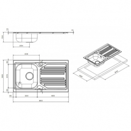 APELL TM861ILPC LAVELLO DA INCASSO 86x50CM 1 VASCA + GOCCIOLATOIO SX INOX PRELUCIDO- PROMO