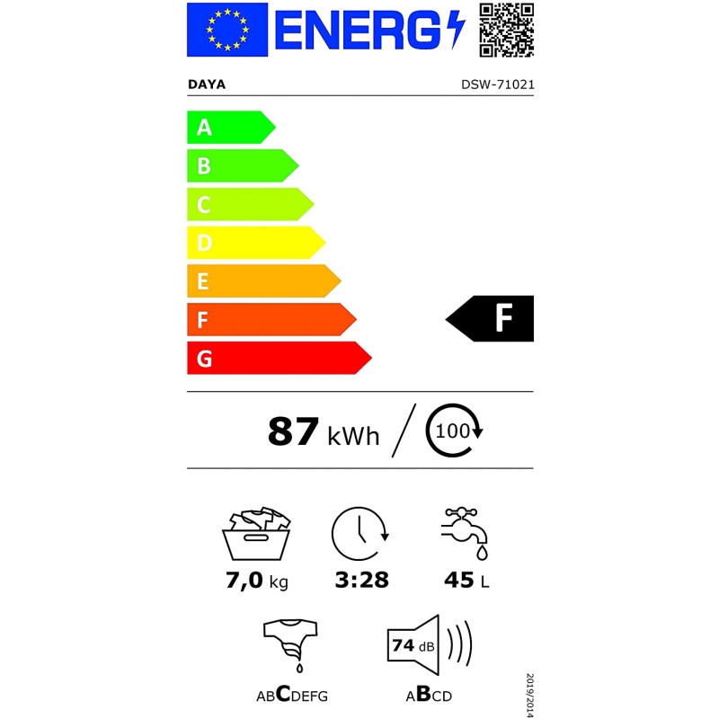 DAYA DSW-71021 LAVATRICE 7KG 1000 GIRI CLASSE F