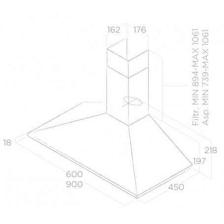 ELICA PRF0091761B - MISSY IX/A/60 CAPPA A PARETE 60CM 395 M³/H CLASSE D INOX - PROMO