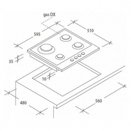 CANDY CHW6BRWW PIANO COTTURA DA INCASSO 60CM 4 FUOCHI COLORE BIANCO