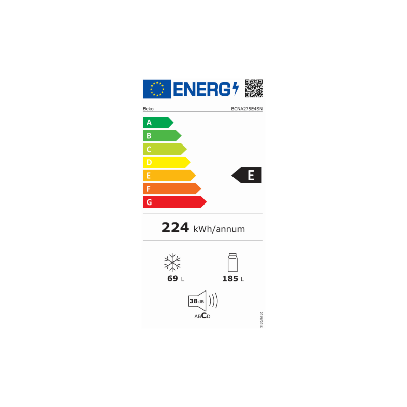 BEKO BCNA275E4SN FRIGORIFERO COMBINATO DA...